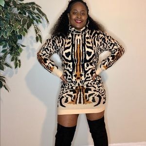 Animal print sweater dress